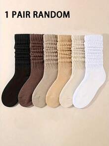 6 pares de calcetines de media caña de unicolor para mujer, calcetines de punto cómodos y versátiles, color jaspeado, adecuados para uso diario - Multicolor - Ver 7