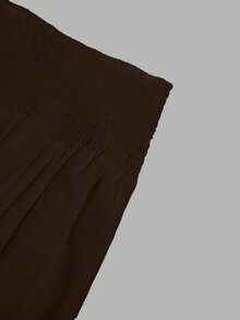 Chân váy nữ màu trơn tối giản với viền xếp ly, thích hợp cho mùa xuân. - Nâu sẫm - Xem 4
