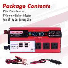 Pure Sine Power Inverter 16000W 6000W 5000W DC 12V To AC 110V Converter Digital 5000W/6000W Car Power Inverter DC 12V To AC 110V Pure Sine Wave Solar Converter LCD - Burgundy - View 11