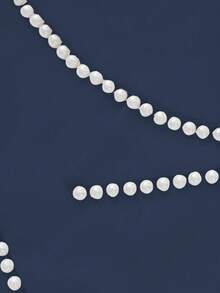 优雅浪漫节日约会舞会礼服、圣诞派对礼服、性感露背珍珠蝴蝶结女士派对礼服 - 藏蓝色 - 查看 4