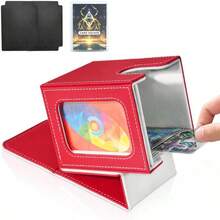 Magnetic Card Deck Box For TCG Storage, Holds 100 Double-Sleeved Cards - Red & White - View 12