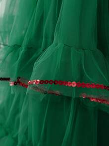 Vestito da bambina senza maniche con paillettes e tulle, abito elegante da damigella d'onore per bambini per occasioni festive e spettacoli serali