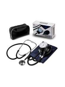 Monitor de presión arterial con estilo de brazo manual con estetoscopio, portátil para uso en el hogar - Negro - Ver 3