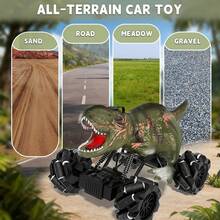 Dinosaur Remote Control Car Toys For Kids Boys, RC Stunt Drift Car With Light, Sound, Spray, Indoor Outdoor All Terrain Electric Toys Christmas Gifts For 3 4 5 6 7 8+ Year Old - 綠色 - 查看 7