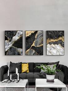 3pcs Abstract Beige Fluid Art Posters, Wall Art Posters Optional Frame - Multicolor - View 10