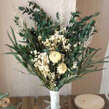 1 Bouquet Of Mixed Flowers Of Baby's Breath, Eucalyptus And Lemongrass, Natural Plant Bouquet, Suitable For Table Vase Flower Arrangement, Wedding Flowers, Bridal Bouquets, Home Office Flowers, And Party Flowers