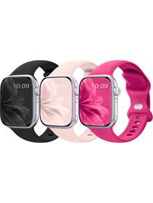 3 件/套时尚男女硅胶表带，兼容 Apple Watch Ultra/SE/10/9/8/7/6/5/4/3/2/1，适合 38/40/41/42/44/45/46/49 毫米 - 彩色 - 查看 9
