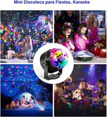 DQST - Bola de Discoteca, Proyector de Discoteca LED, Giratorio de 360​​° con Luces RGB con 7 Combinaciones y 3 Modos de Efectos de Iluminación, Cocontrol Remoto Mediante Teclado o Ritmo Musical - 1 - Ver 3