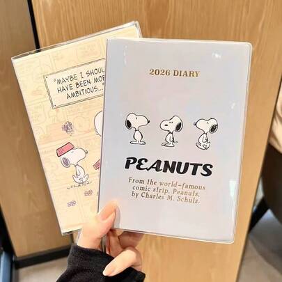 SNOOPY 一套/1本2026页新款史努比彩色内页学生日程本。学生笔记日程本。计划内页笔记本，圣诞礼物（随机款式）