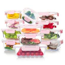 24PCS Glass Food Storage Containers With Lids (12 Containers & 12 Lids), Airtight Meal Prep Containers For Kitchen Organization, Reusable Leak Proof Lunch Boxes, Microwave Oven Freezer Dishwasher Friendly, Multi-Purpose Containers For Family And Home Use