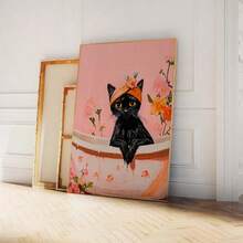 Funda para tapa de inodoro con estampado de gato negro, decoración de inodoro divertida y linda de gato negro como regalo para amantes de los gatos, póster sin marco de gato asomándose - Multicolor - Ver 6
