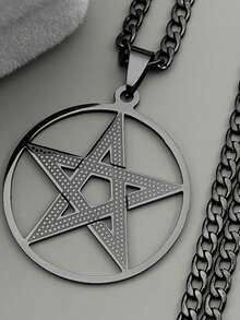 Witchcraft Pentagram Stainless Steel Pendant Necklace For Men And Women, Gold And Silver Color Necklace For Men And Women, Vintage Jewelry Necklace For Men And Women