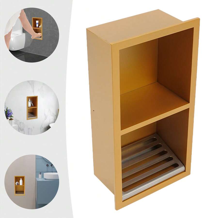 YUNRUX Bathroom Recess, Built-In Wardrobe, Built-In Wall Wardrobe - Gold - View 1