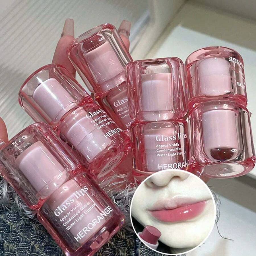 HERORANGE 玻璃光泽唇膏 - 滋润持久，自然丰盈唇彩，适合初学者，通用色号，便携式圣诞礼物
