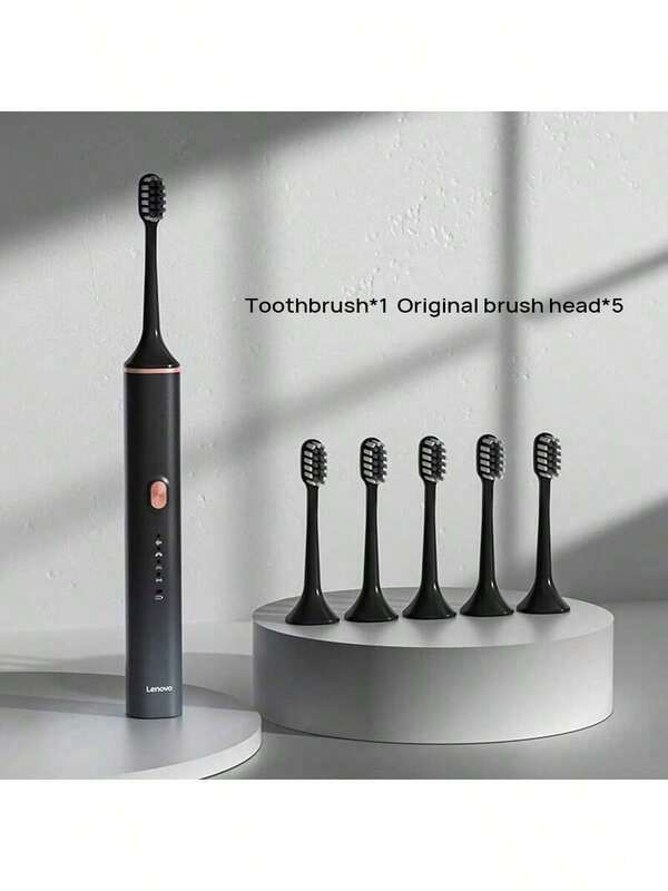 Lenovo Cepillo de dientes eléctrico A1PRO: esencial para el cuidado bucal diario, batería de larga duración, ideal para viajes, resistencia al agua IPX7, protección para encías sensibles, control de presión inteligente para evitar el astillado de los dientes, 4 modos de limpieza, color negro.