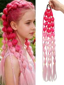 儿童渐变色灯笼辫，24 英寸长，适合在音乐节、万圣节和各种节日派对上佩戴 - 彩色 - 查看 11