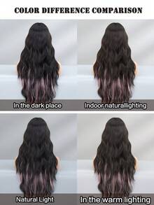 7JHH WIGS Long Wave Black & Pink Highlight Wigs For Women - Loose Fluffy Wavy Curly Wig With Bangs, Full Machine High Density Synthetic Heat Resistant Fiber Hair, Exaggerated Style Anime Halloween Costume Wigs For Cosplay Wear, Masquerade Ball & Music Festival Carnival Party Use 26 Inch - 挑染粉色 - 查看 8