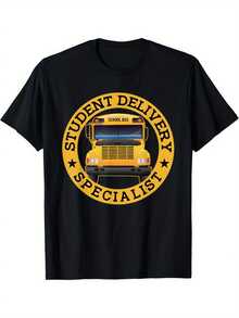 Camiseta Divertida para Estudiante Especialista en Entregas, Conductor de Autobús Escolar - Negro - Ver 2