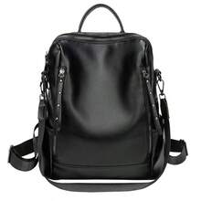 Women's PU Leather Backpack High Quality Medium Spacious With Shoulder Strap - 黑色 - 查看 12