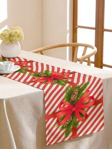 1pc Christmas Pattern Linen Table Runner, Suitable For Holidays, Parties, Birthdays, Dinners, Kitchen & Dining Table Decor, Shoe Cabinet Cover, All Season Home & Decor - Multicolor - View 13