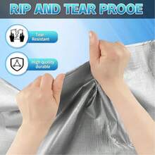 Lona impermeable de uso pesado, cubierta impermeable de polietileno de múltiples usos con ojales metálicos y bordes reforzados, para lluvia de emergencia, muebles de patio, techos, campamento, automoción, piscinas, color plateado