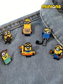 Minions 1pc/6pcs Minions Cartoon Brooch, Cute And Creative Shape, Acrylic Material, Jewelry Pendant, Suitable For Clothes, Bags, Shoulder Straps, Pencil Cases Decoration, Festival Party Gifts, Friends, Girlfriends And Colleagues