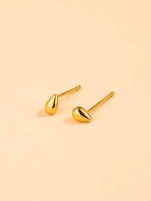 2pcs Fashionable Mini Smooth Water Drop Stud Earrings, Versatile Personalized Minimalist Earrings, Daily Wear For Women