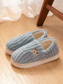 男士保暖拖鞋，室内家居包头鞋，保暖防滑，带后跟的家居鞋 - 水鴨藍 - 查看 3