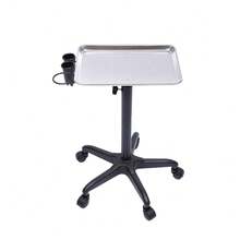 Silver Height-Adjustable Salon Utility Cart - Professional Mobile Hair Styling Station With Tool Organizer, Non-Rusting Aluminum Alloy Frame For Color Services And Beauty Treatments - Silver Black - View 1
