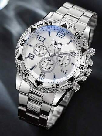 1 st. moderiktig affärsklocka med överdimensionerad urtavla och kvartsarmband i legering