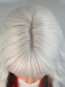 7JHH WIGS Long Wave Gray Highlight Christmas Wigs For Women - Loose Fluffy Wavy Curly Wig With Bangs, Full Machine High Density Synthetic Heat Resistant Fiber Hair, Mix Red & Green Colored Costume Wigs For Cosplay Masquerade Ball & Music Festival Carnival Party Use 26 Inch - 灰色 - 查看 7