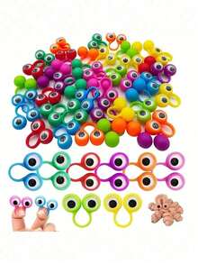 1/5/10个装带眼睛的手指偶，手指偶玩具，趣味手指眼玩具，可爱青蛙手指偶，手指舞派对玩具，万圣节手指活动眼球戒指，各种创意手指眼偶，派对DIY手工活动眼球手指偶 - 非常适合营造派对氛围、制作活动眼球手指偶和创意互动游戏 - 彩色 - 查看 2