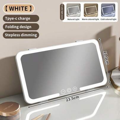 OBOVAY Espejo de vanidad con luz LED recargable para parasol de coche, 3 modos de atenuación, control táctil, decoración de dormitorio, espejo de maquillaje de viaje, adecuado para sedán, camión y SUV - Regalo ideal para ella, 600mAh, regalo de Navidad, herramienta de cosmética para el automóvil