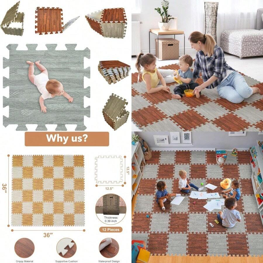 Skyweaver 12 Tiles Soft Baby Play Mat For Floor EVA Foam Jigsaw Puzzle ...