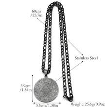 Mysticism - Style Round Stainless Steel Pendant Engraved With Runes And Angel Names, Matched With Cuban Chain In Silvery Color, Mysterious - Style Fashion Jewelry For Men - Necklace - View 7