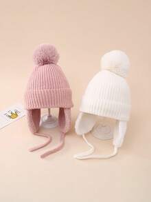 1 Stück einfarbige thermisch gefütterte Strick-Ohrenklappe Mütze - Kinder Outdoor Radfahren Beanie (5-12 Jahre), Wärme für kaltes Wetter - Verschiedenfarbig - Übersicht 1