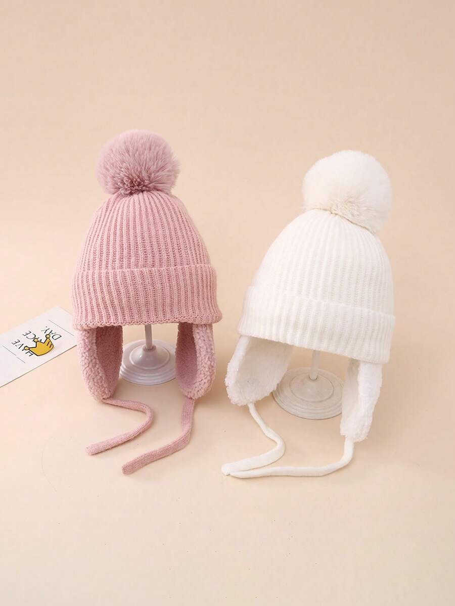 1 Stück einfarbige thermisch gefütterte Strick-Ohrenklappe Mütze - Kinder Outdoor Radfahren Beanie (5-12 Jahre), Wärme für kaltes Wetter - Verschiedenfarbig - Übersicht 1