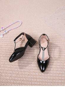 2026 New Fashionable High Heel Shoes For Teenage Girls, Casual Princess Style Student Performance Heels - Black - View 6