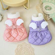 24pcs Wing Design Cotton Skirt, Dog Clothes, Cat Warm Outfit, Pet Bipedal Skirt, Thick Windproof Warm Clothing, Small Animal Apparel, Casual Leash Buckle Autumn/Winter Thick Snow Suit, Small Dog Clothes, Animal Supplies, New Arrival Dog Clothes Thick Snow English Casual Dress Princess Skirt