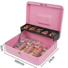 1PC Metal Cash Box With Key Lock, Note And Coin Safe Box, Portable Large Double Layer Cash Box With Fixed Coin Tray And 2 Keys, Money Tin Black.