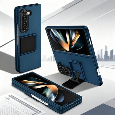 Hadaasi Solid Material Fold Phone Case 1pc Hazy Blue 3D Adjustable Invisible Stand Foldable Matte Skin Shock-Proof Flip Cover Multi-Angle Adjustable Desk Stand Phone Case Suitable Compatible With Samsung Galaxy Z Flip7/Z Flip6/Z Flip5/Z Flip4/Z Flip3/Z Fold 7/Z Fold 6/Z Fold 5/Z Fold 4/Z Fold3 Spring Gift