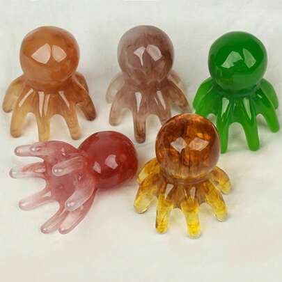 1 件大号章鱼发刷，多功能 8 触手按摩梳，适用于头皮、颈部、背部和全身，由树脂材料制成