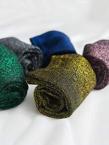 5双装女士时尚闪亮银线袜子，韩版厚袜子，适合秋冬 - 彩色 - 查看 8