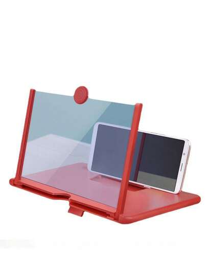 1 szt. 10/12 cala [czarny lub czerwony] szkło powiększające 3D, składany stojak na telefon ze wzmacniaczem ekranu, odpowiedni do filmów, wideo i gier, przedłużacz ekranu 3D z filtrem światła niebieskiego, kompatybilny z 'em, telefonem z Androidem, prezent urodzinowy, dla rodziny, przyjaciół do filmów, wideo i gier