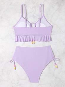 Conjunto de traje de baño de mujer,Traje De Baño Dama Dos Piezas Bañador Bikini Sexy Para Mujer, Conjunto De Bikini 2 Piezas,Trajes De Baño,Traje De Baño Mujer Dos Piezas - Morado - Ver 5