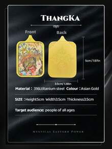TUGGUO 1PC / Thangka Pendant Necklace, Stainless Steel Gold Plated With Agate Bead, Retro Art Religious Amulet Jewelry For Women & Men