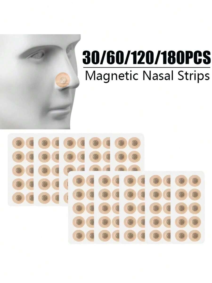 30片装鼻呼吸贴磁性吸铁鼻贴增加空气改善睡眠质量减少打鼾工具 - 黃色 - 查看 1