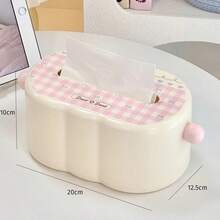 1pc Ins Style Luxury Cream Minimalist Tissue Box, Modern Nordic Living Room TV Stand Tissue Holder, Waterproof Bathroom Tissue Box, Student Dorm Wall-Mounted Tissue Storage Box, High-Saturation Drawer Box, Spring-Loaded Tissue Rack, Bow Decor Tissue Box Cover, Large Capacity Auto Pop-Up Spring Design - Multicolor - View 4