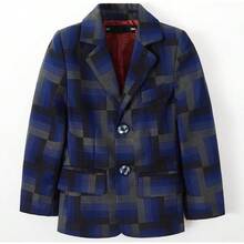 Conjunto de traje de 3 piezas con esmoquin de jacquard para adolescentes - Incluye pajarita para boda y baile de graduación - Cuadros azules - Ver 2