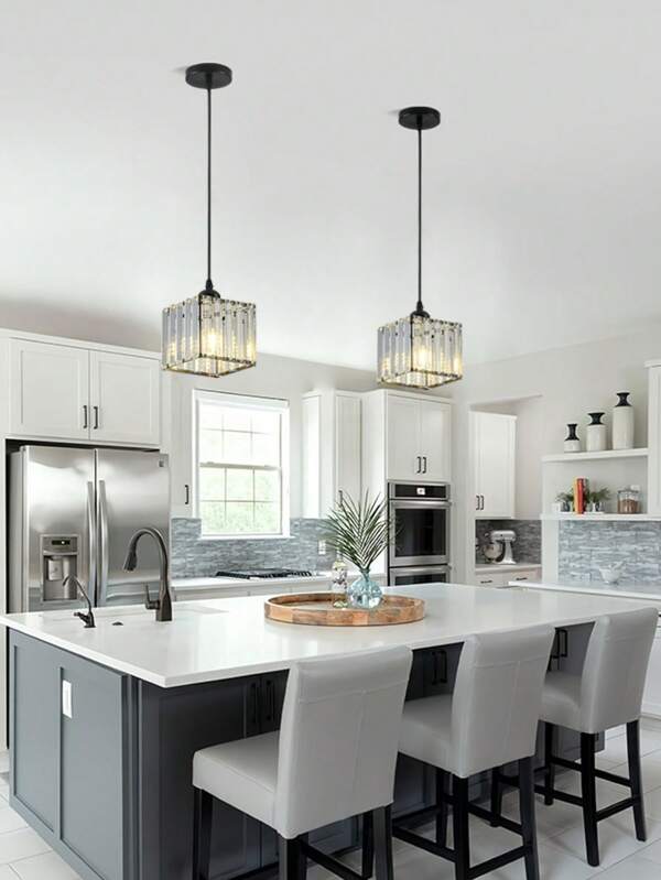 Lámpara colgante de cristal de lujo moderno E27, adecuada para comedor, bar, cocina, dormitorio, mesita de noche, pasillo, escalera, vestidor, baño